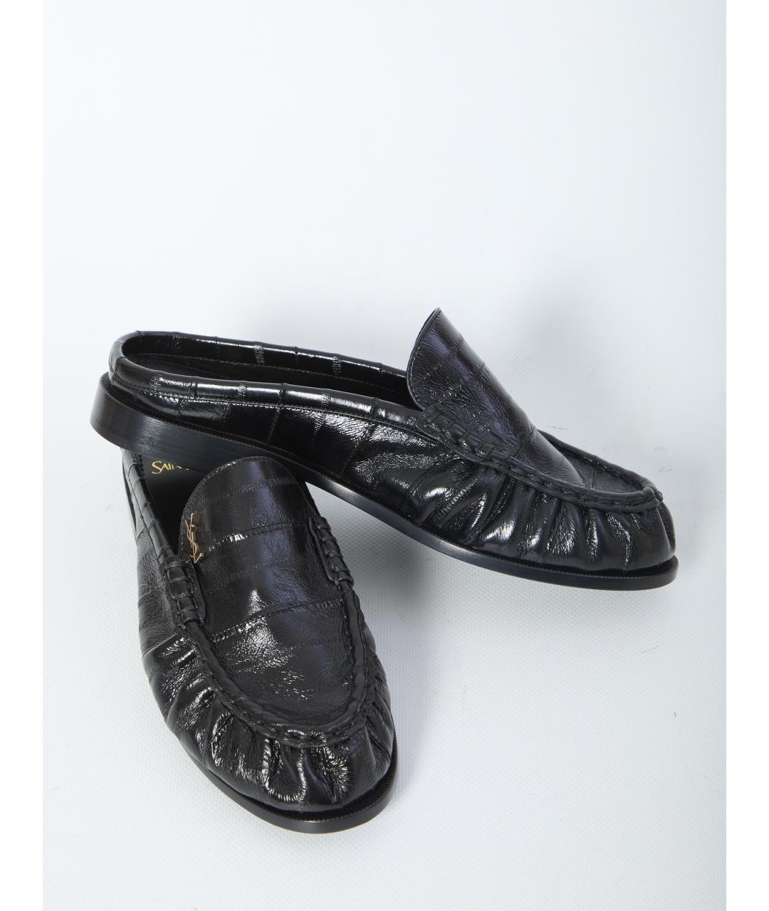 SAINT LAURENT Черные кожаные мюли, фото 5