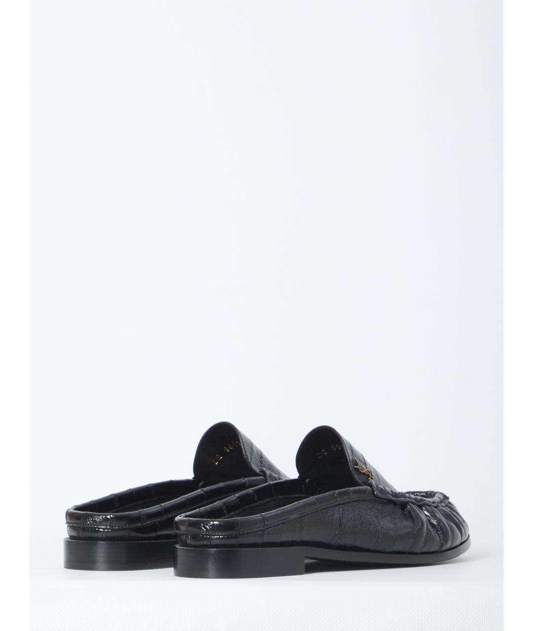 SAINT LAURENT Черные кожаные мюли, фото 3