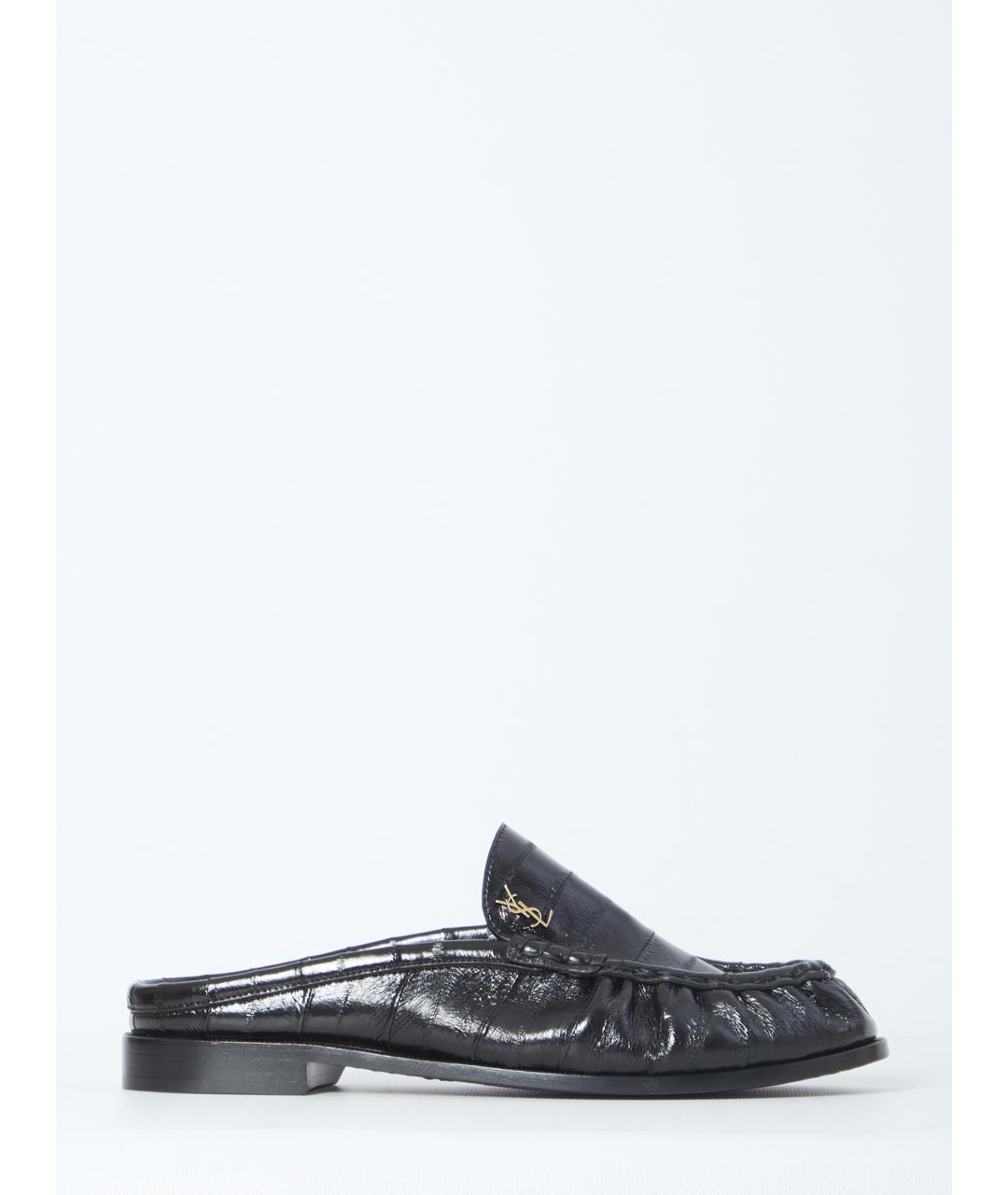 SAINT LAURENT Черные кожаные мюли, фото 6