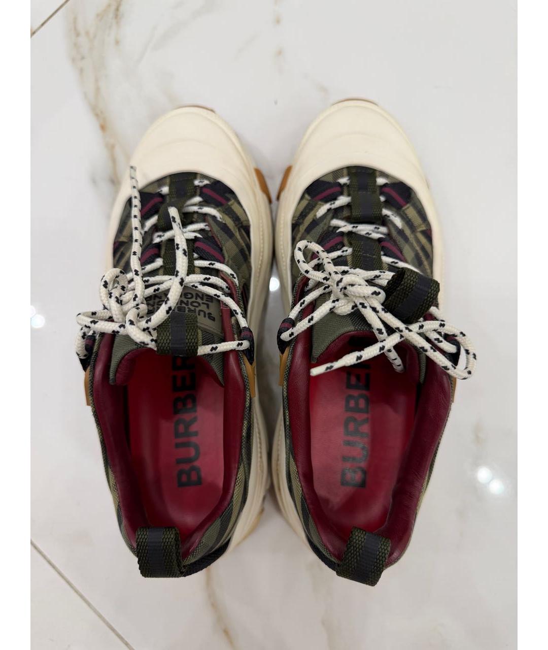BURBERRY Хаки текстильные кроссовки, фото 3