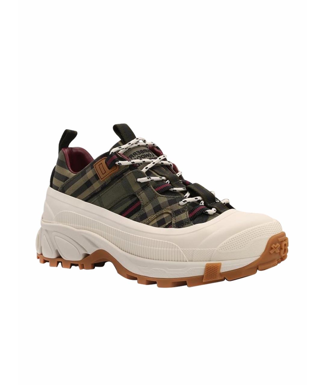 BURBERRY Хаки текстильные кроссовки, фото 1