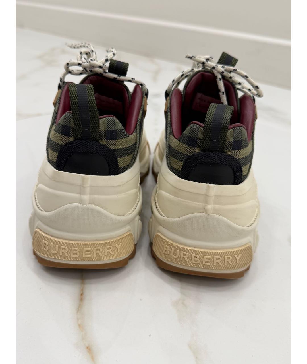 BURBERRY Хаки текстильные кроссовки, фото 4