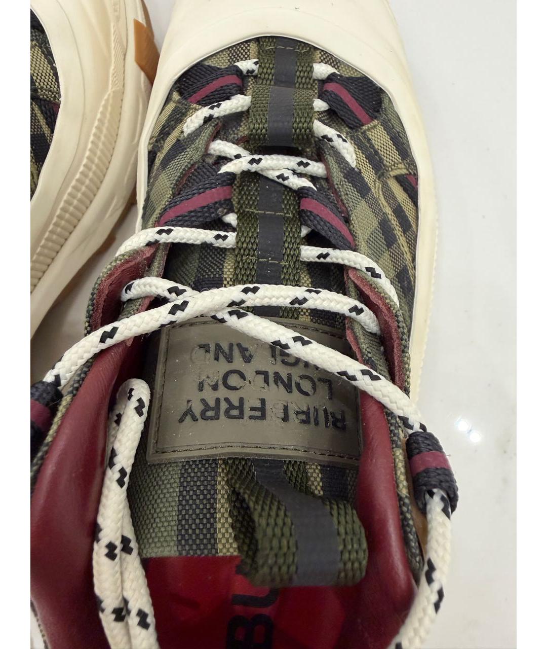 BURBERRY Хаки текстильные кроссовки, фото 7