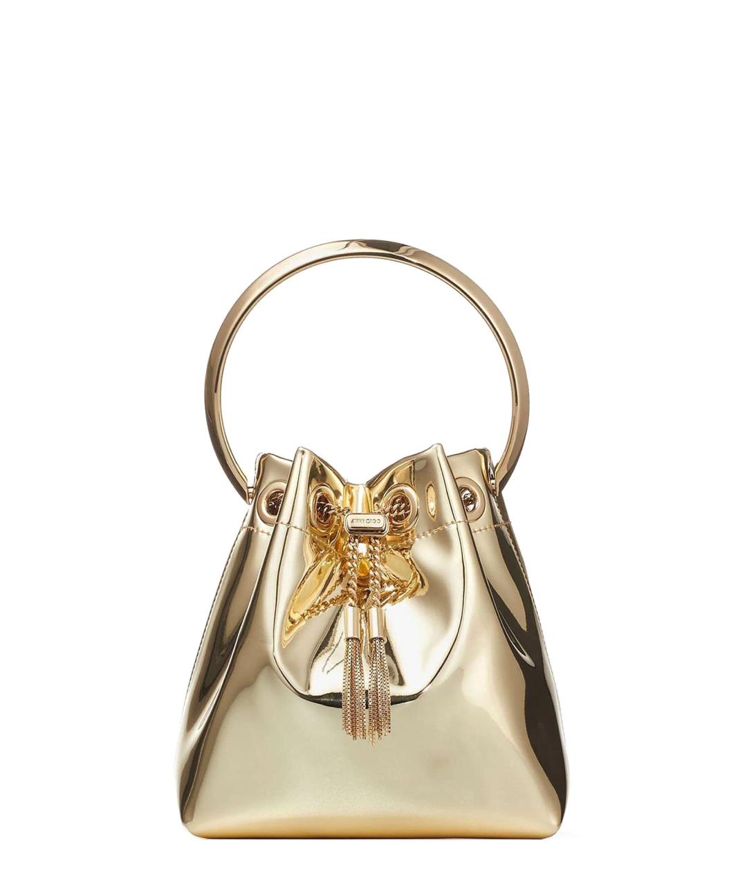 JIMMY CHOO Золотая кожаная сумка с короткими ручками, фото 1