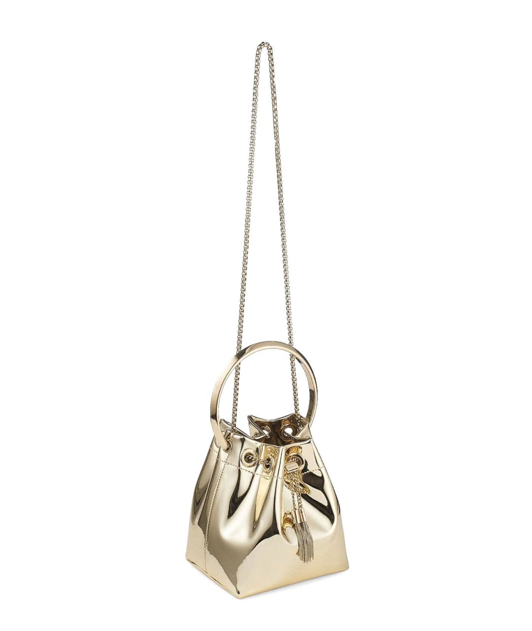 JIMMY CHOO Золотая кожаная сумка с короткими ручками, фото 3