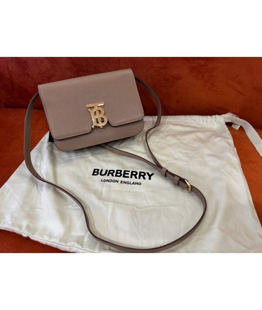 BURBERRY Бежевая кожаная сумка через плечо, фото 7