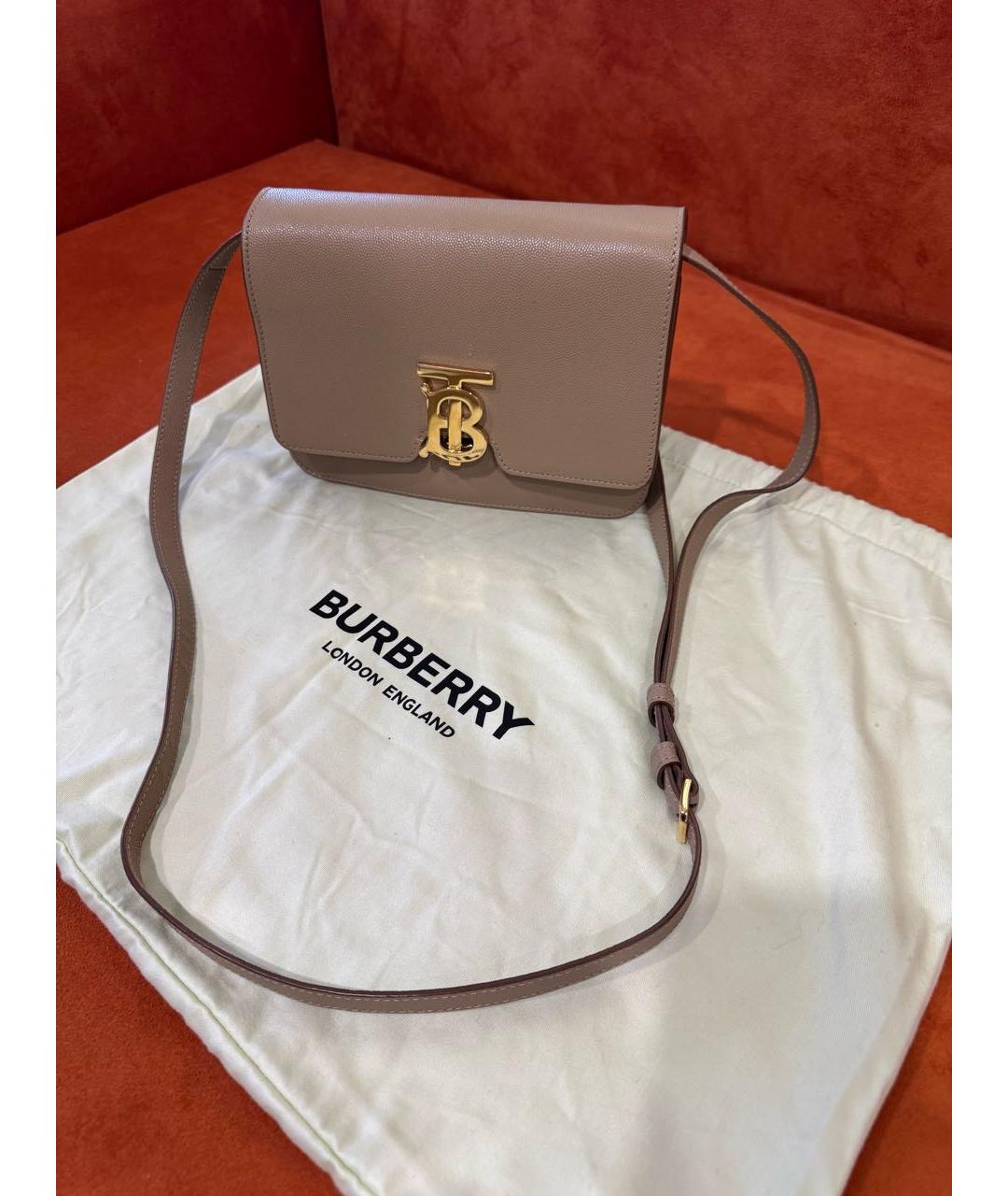 BURBERRY Бежевая кожаная сумка через плечо, фото 6