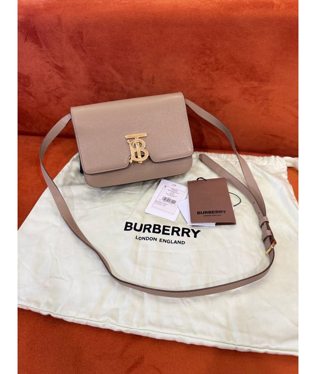 BURBERRY Бежевая кожаная сумка через плечо, фото 5