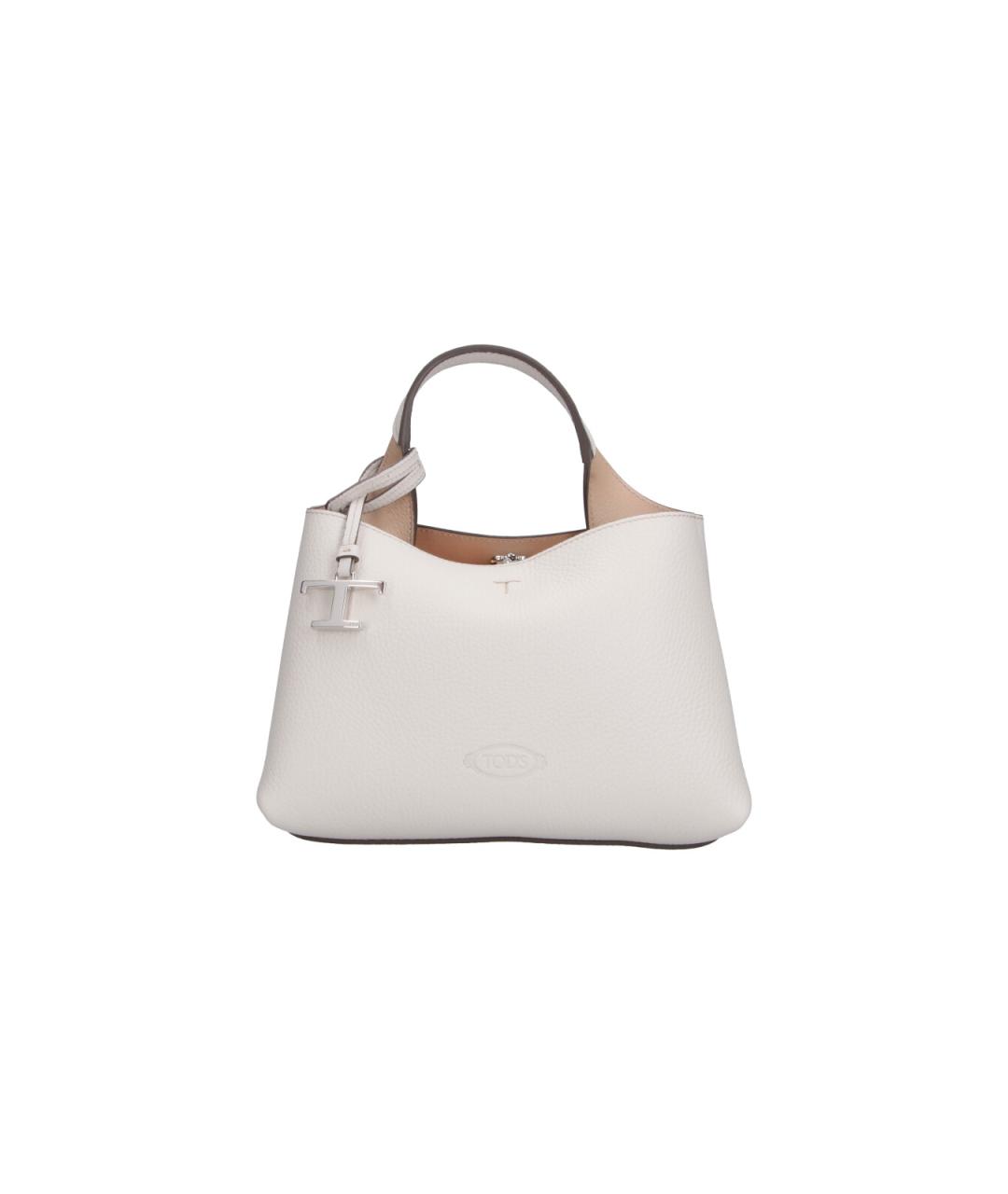 TOD'S Белая кожаная сумка тоут, фото 1