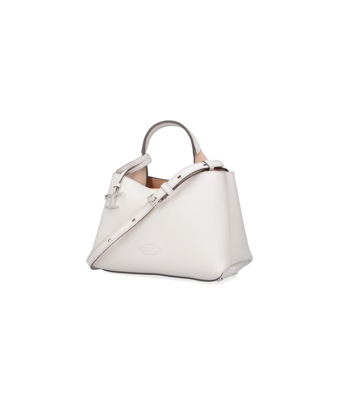TOD'S Белая кожаная сумка тоут, фото 2