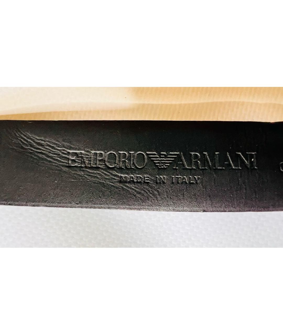 EMPORIO ARMANI Черный кожаный ремень, фото 3