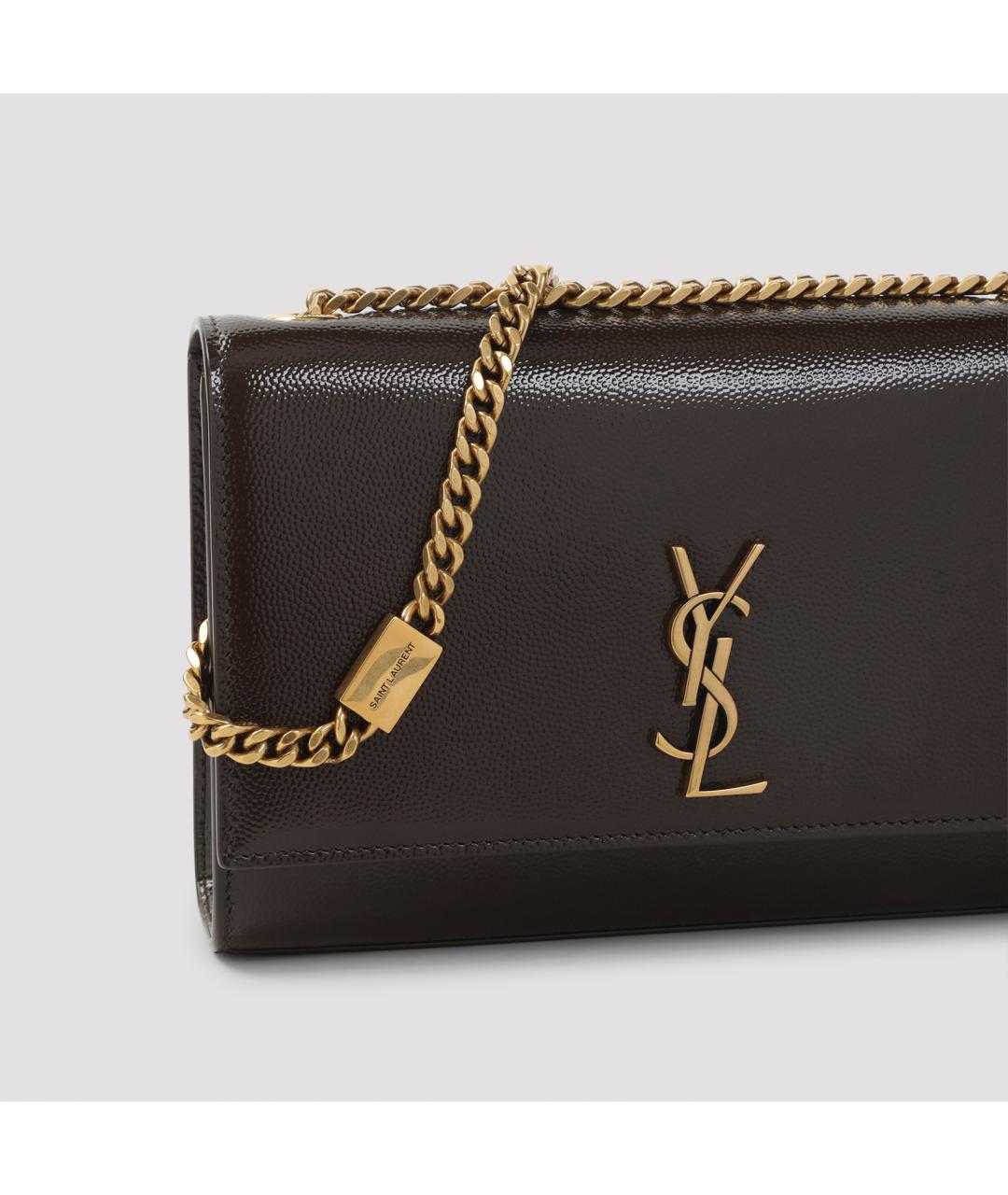 SAINT LAURENT Хаки кожаная сумка через плечо, фото 4