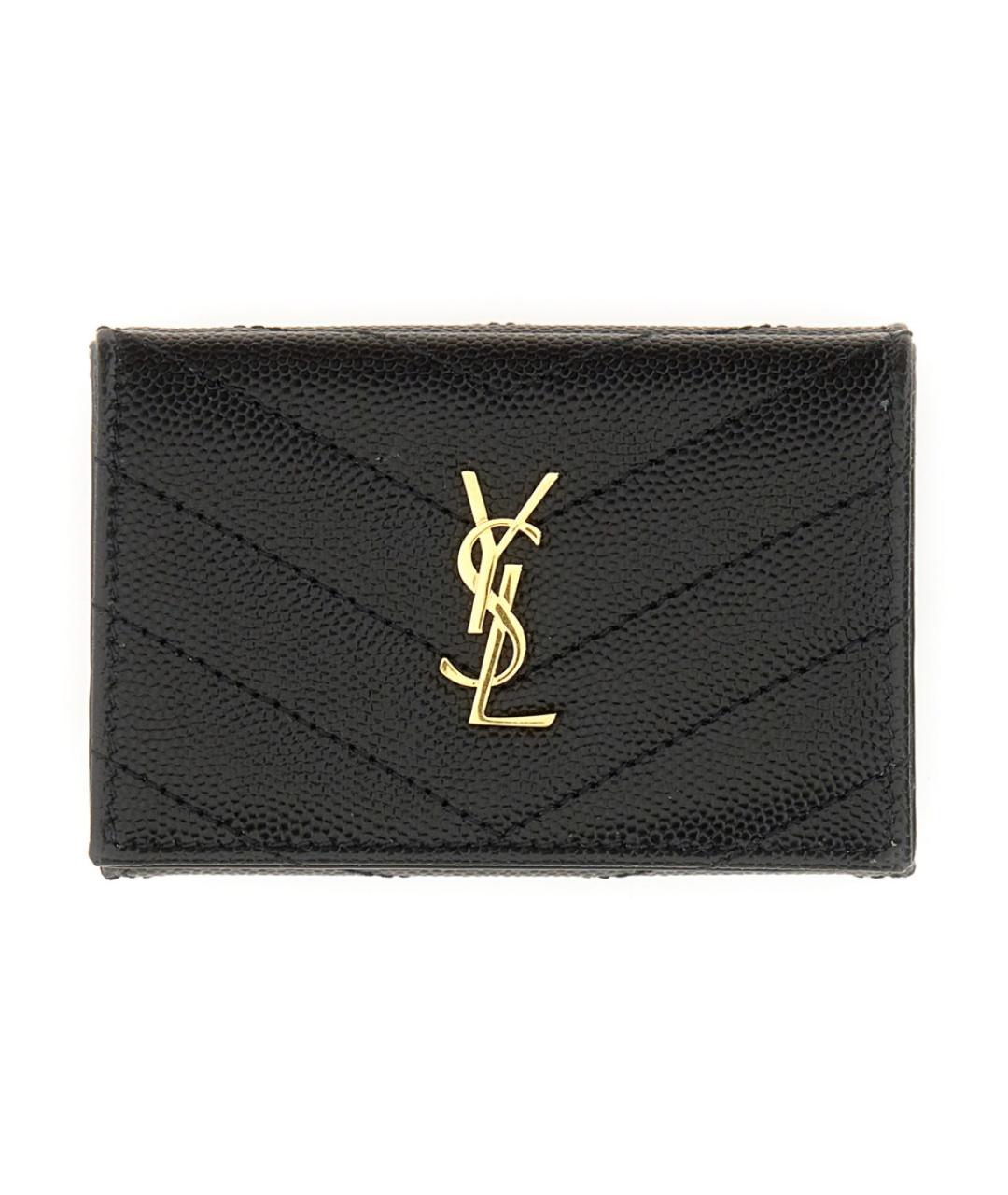 SAINT LAURENT Черный кожаный кардхолдер, фото 1