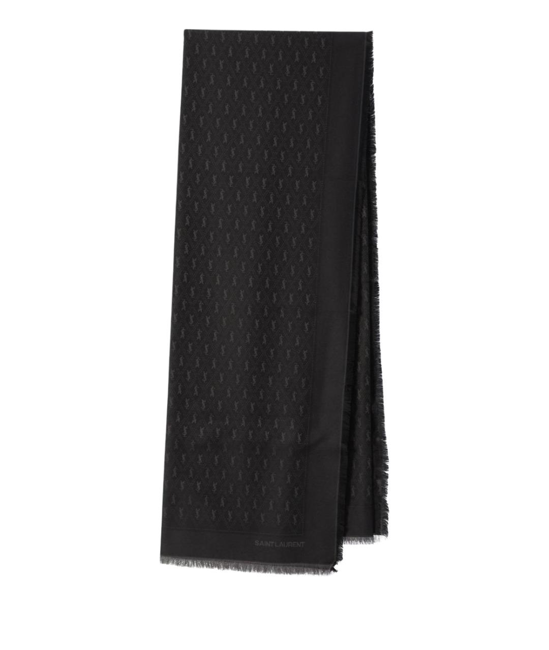 SAINT LAURENT Черный хлопковый шарф, фото 1