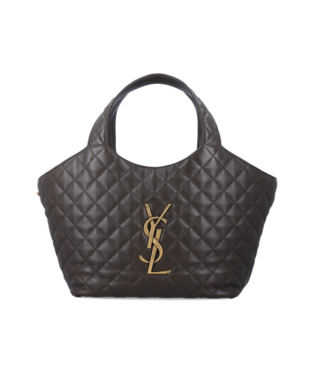 SAINT LAURENT Коричневая кожаная сумка тоут, фото 1