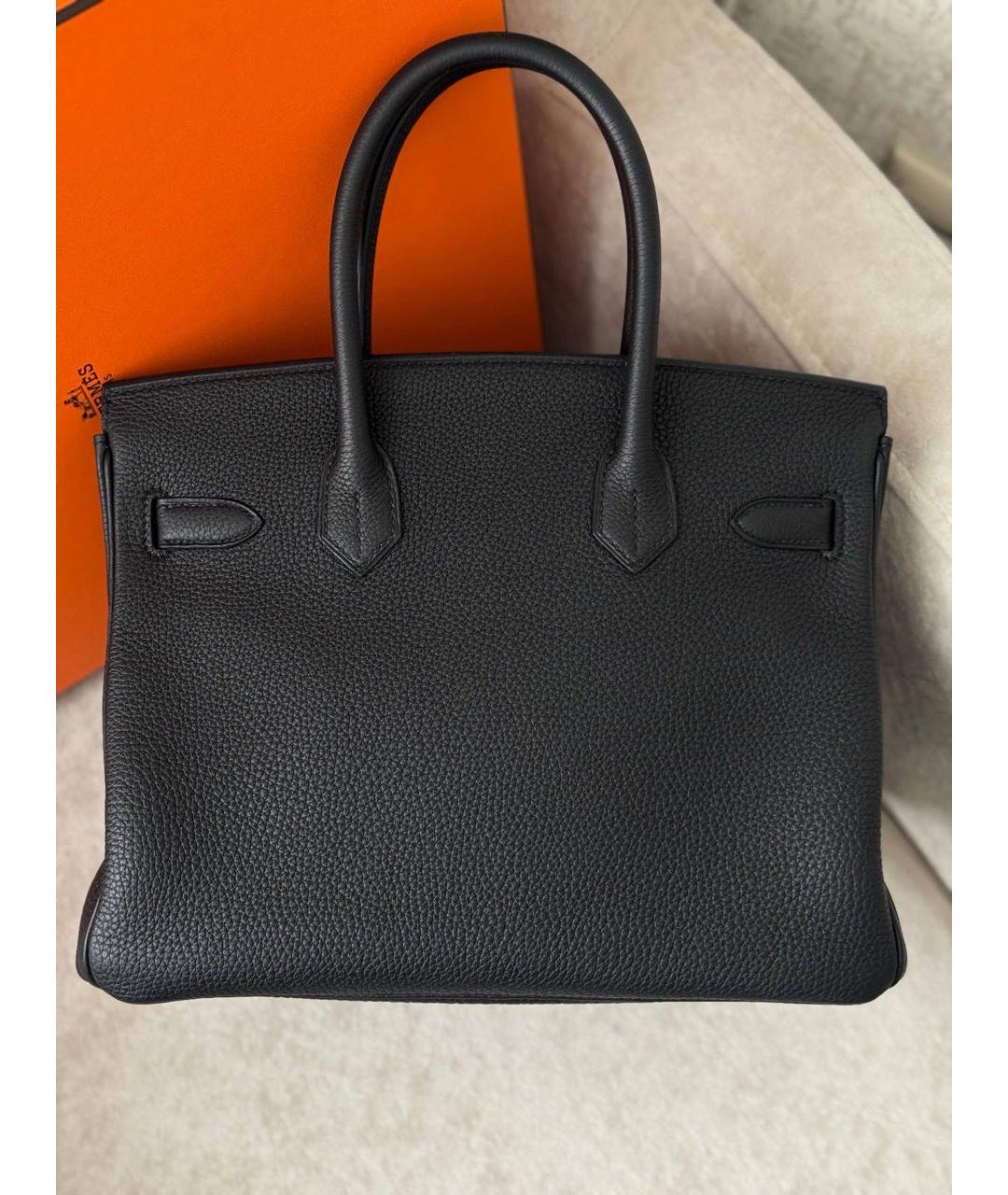 HERMES Черная кожаная сумка с короткими ручками, фото 6