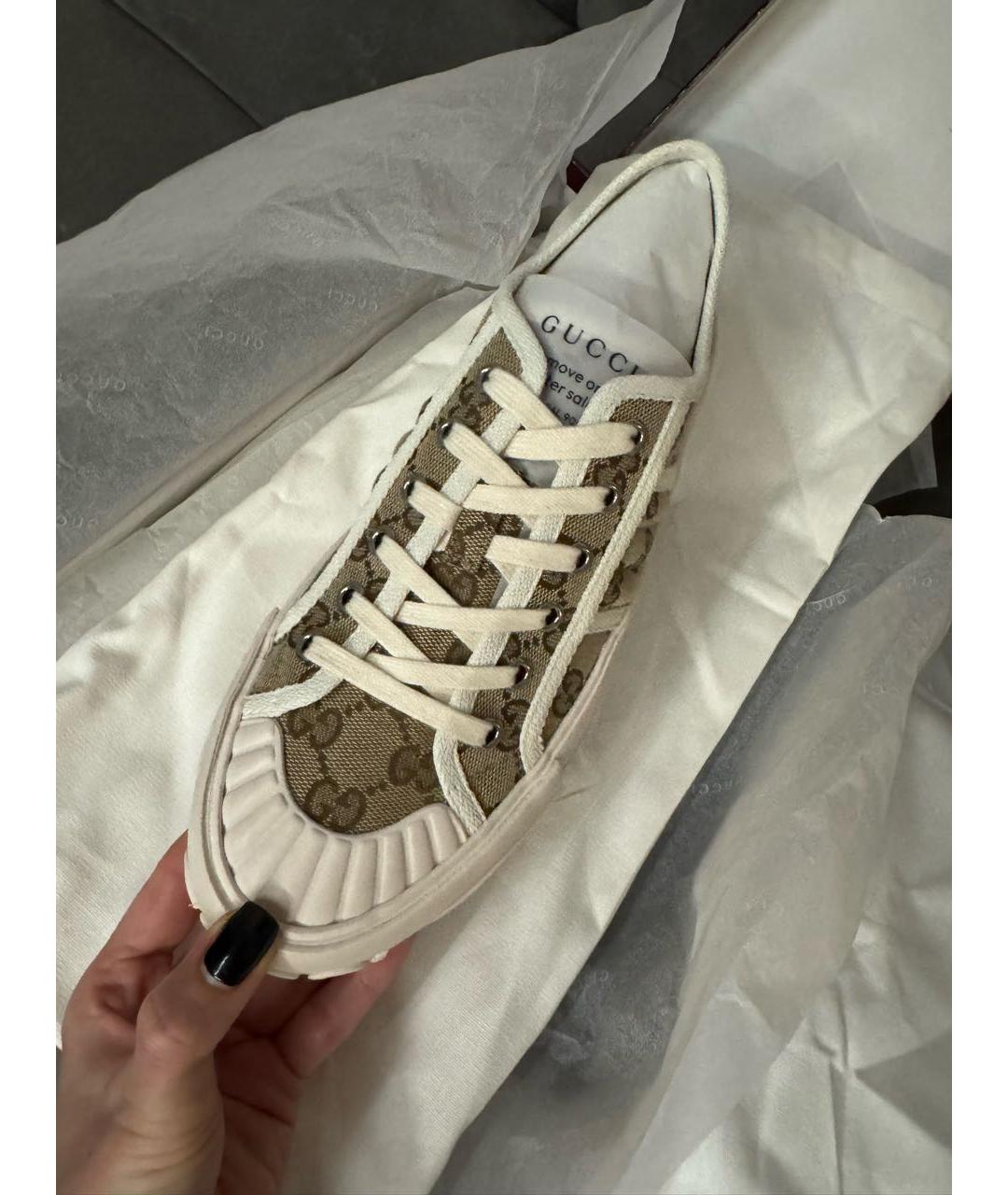 GUCCI Бежевые текстильные кеды, фото 4