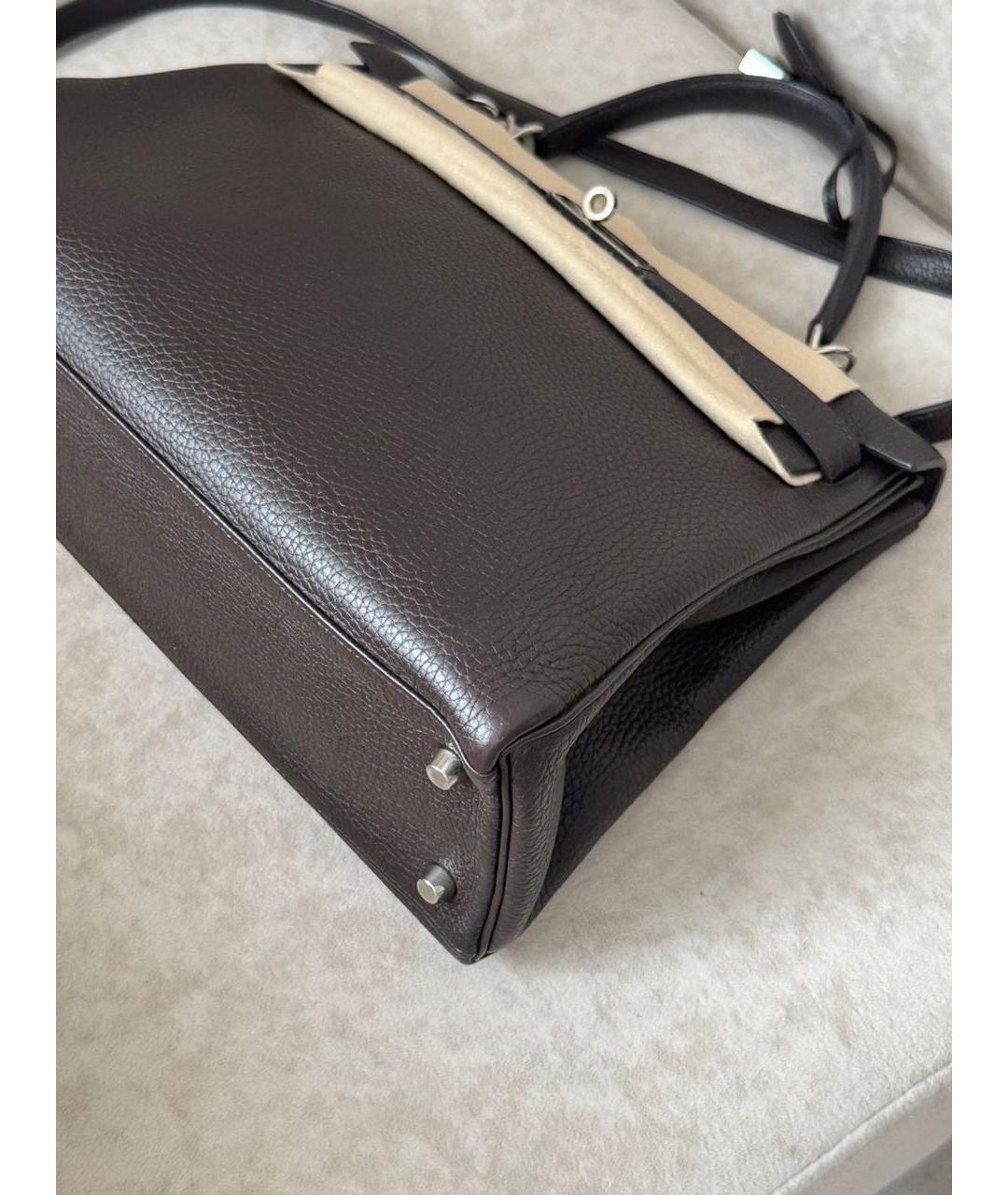 HERMES Коричневая кожаная сумка через плечо, фото 5