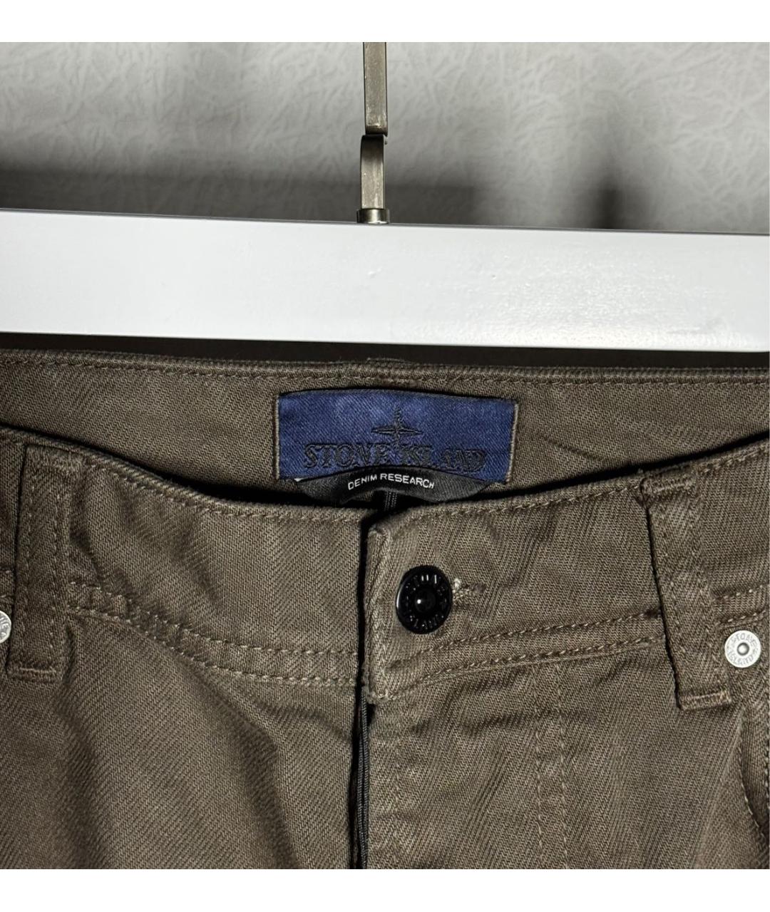 STONE ISLAND Коричневые хлопковые прямые джинсы, фото 2