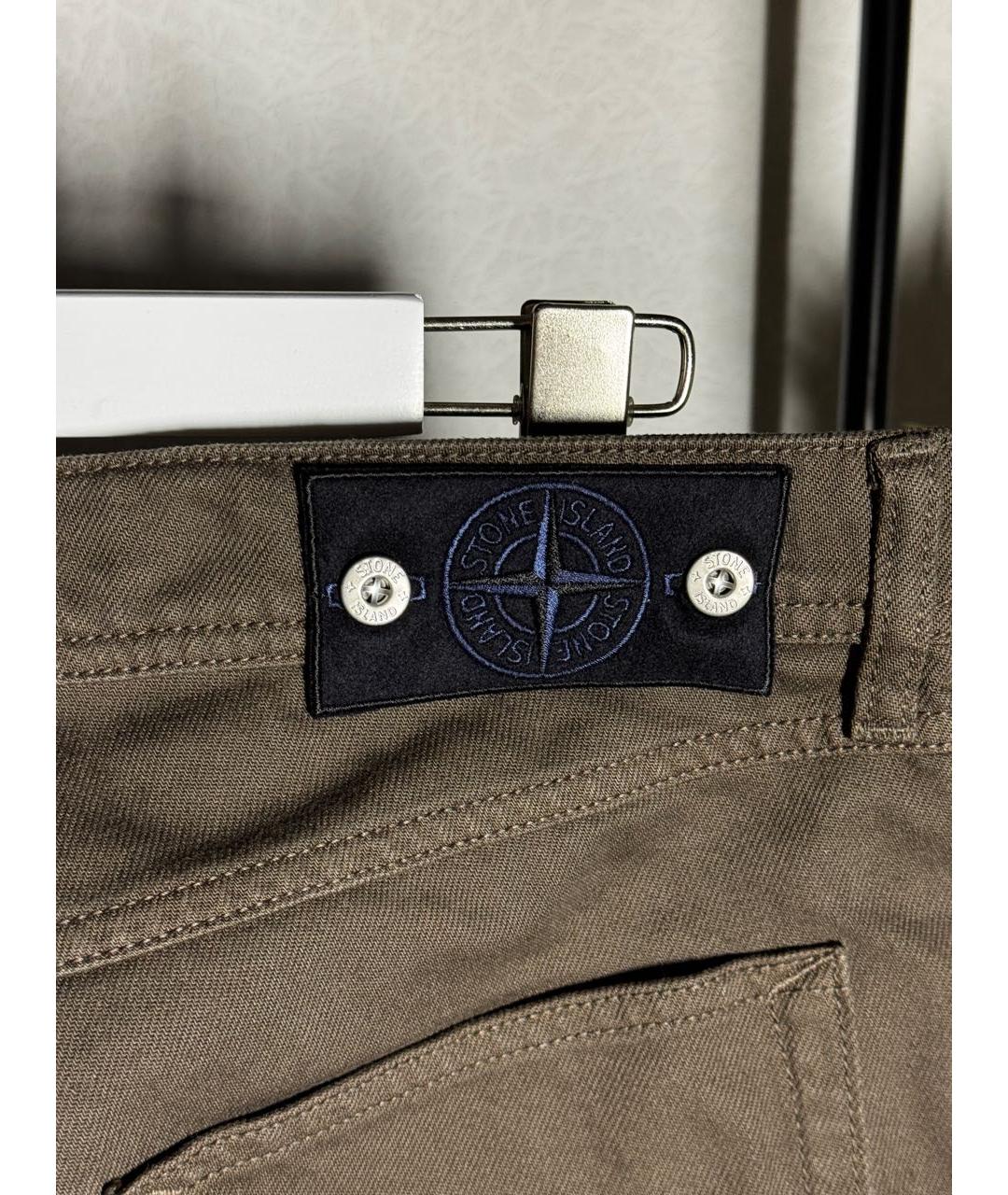 STONE ISLAND Коричневые хлопковые прямые джинсы, фото 3