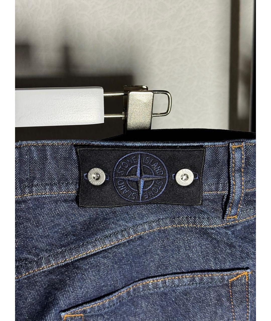 STONE ISLAND Темно-синие хлопковые прямые джинсы, фото 3