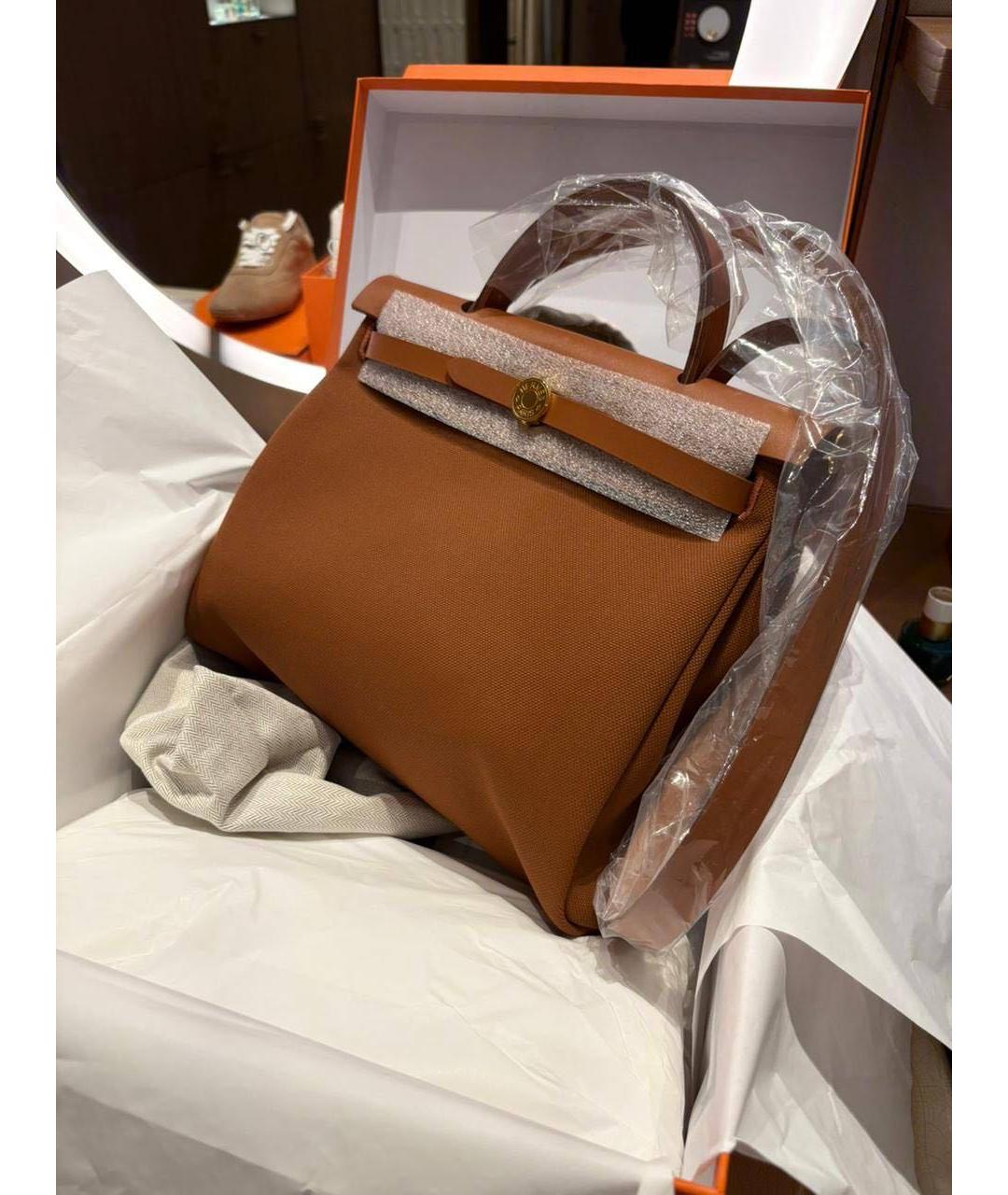HERMES Коричневая тканевая сумка через плечо, фото 2