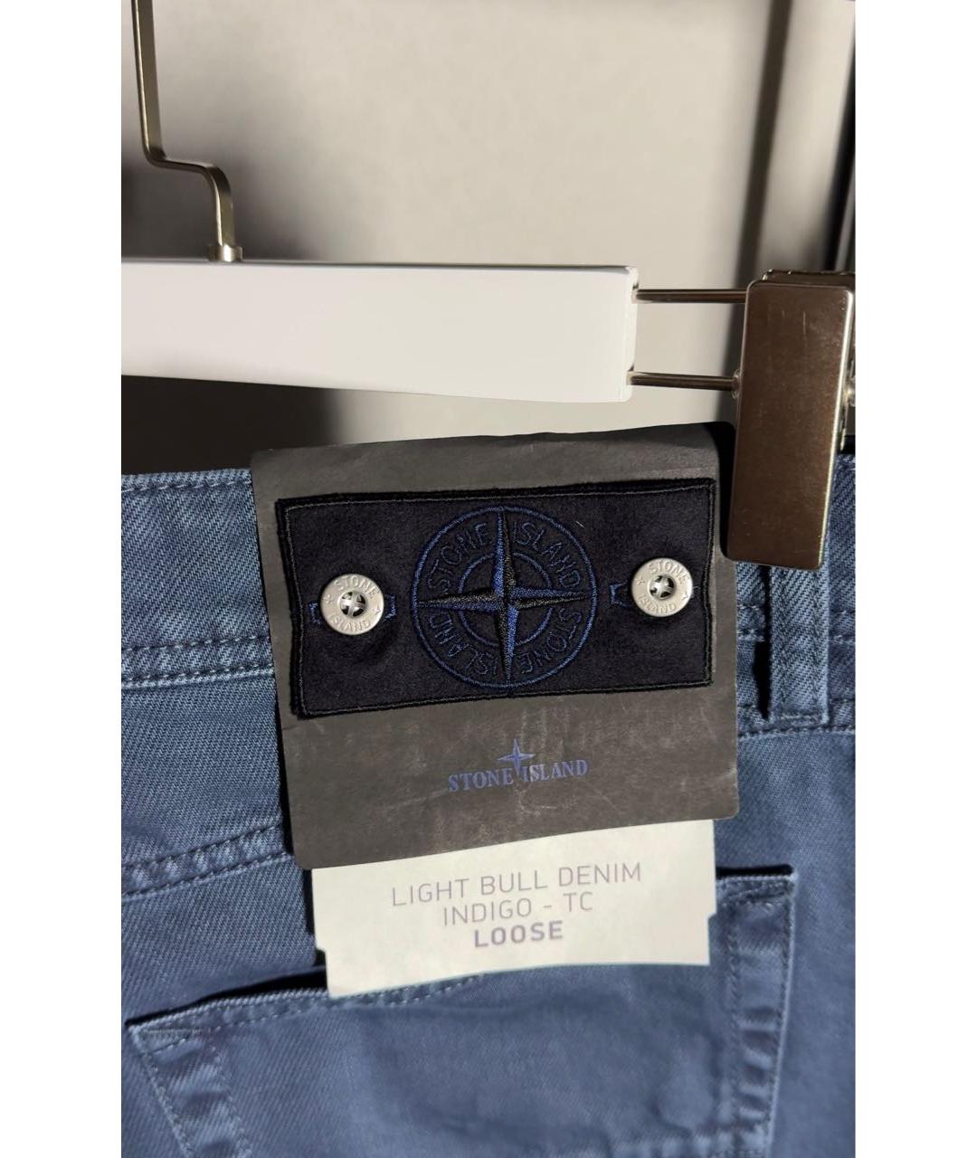 STONE ISLAND Синие хлопковые прямые джинсы, фото 3