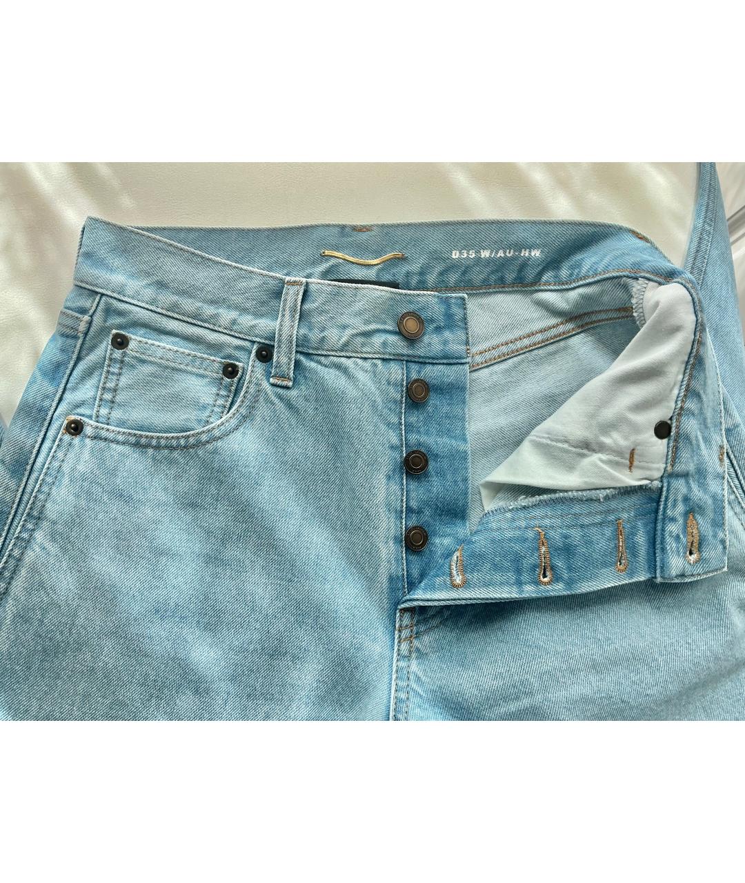 SAINT LAURENT Голубые хлопковые прямые джинсы, фото 4