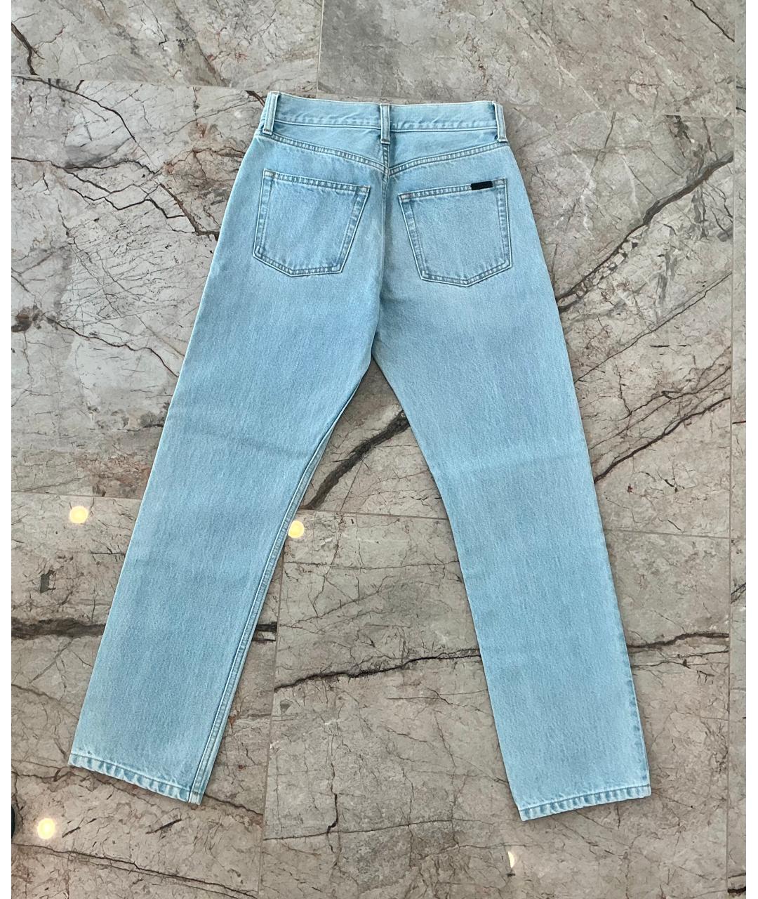 SAINT LAURENT Голубые хлопковые прямые джинсы, фото 2