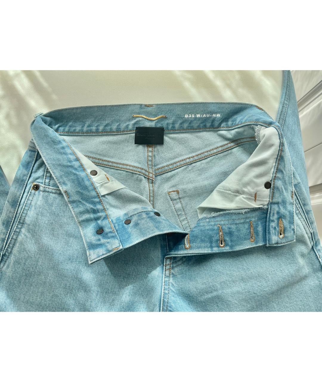 SAINT LAURENT Голубые хлопковые прямые джинсы, фото 3