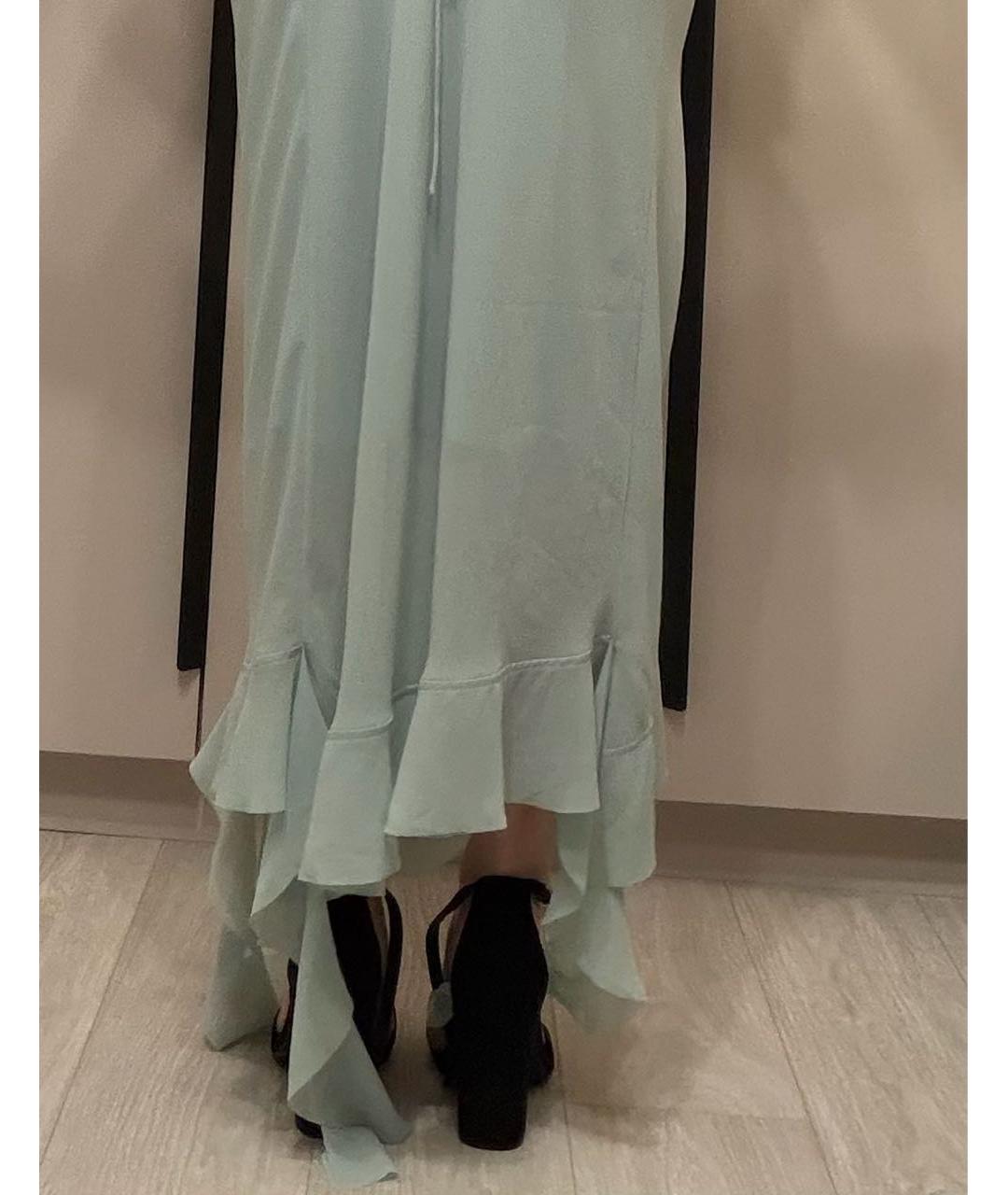 ACNE STUDIOS Бирюзовое шелковое вечернее платье, фото 5