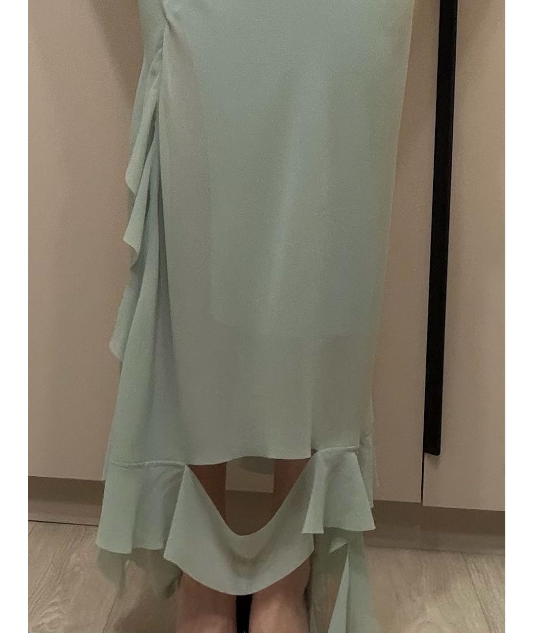ACNE STUDIOS Бирюзовое шелковое вечернее платье, фото 4