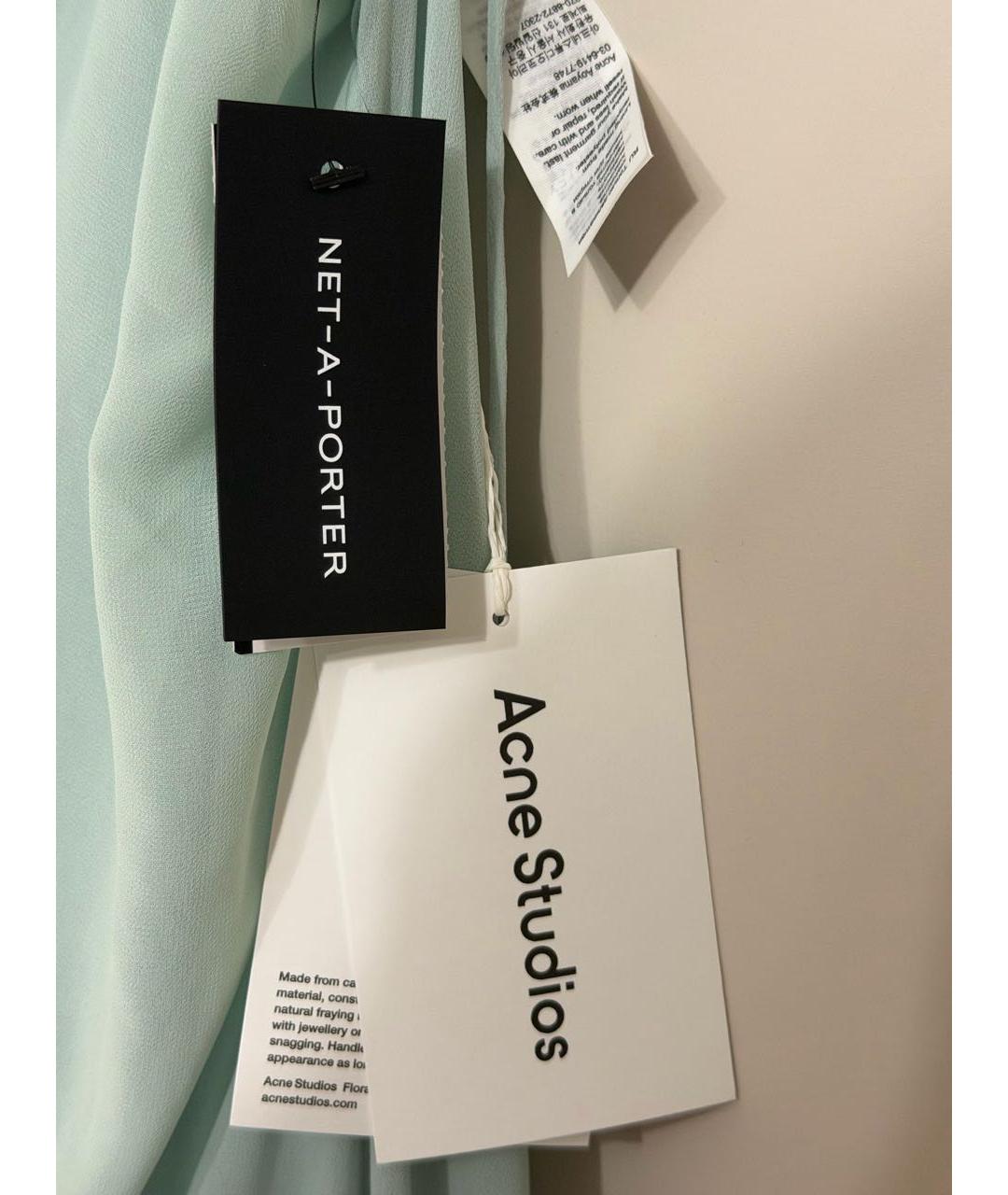 ACNE STUDIOS Бирюзовое шелковое вечернее платье, фото 6
