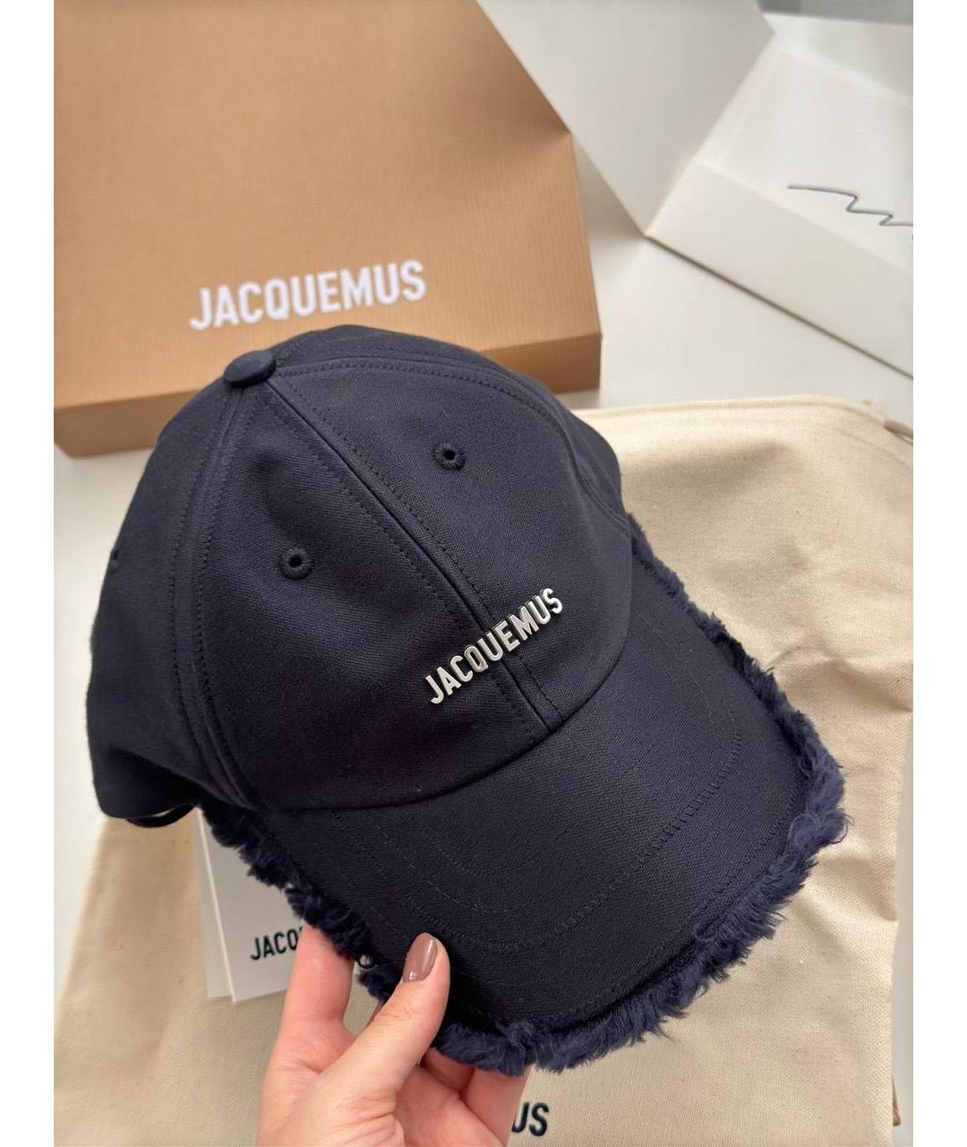 JACQUEMUS Темно-синяя хлопковая кепка, фото 2