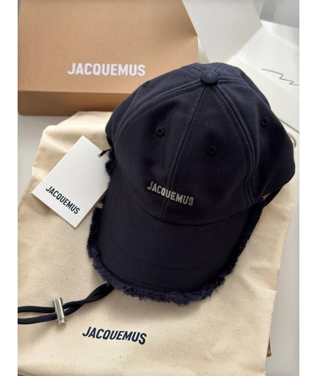 JACQUEMUS Темно-синяя хлопковая кепка, фото 3