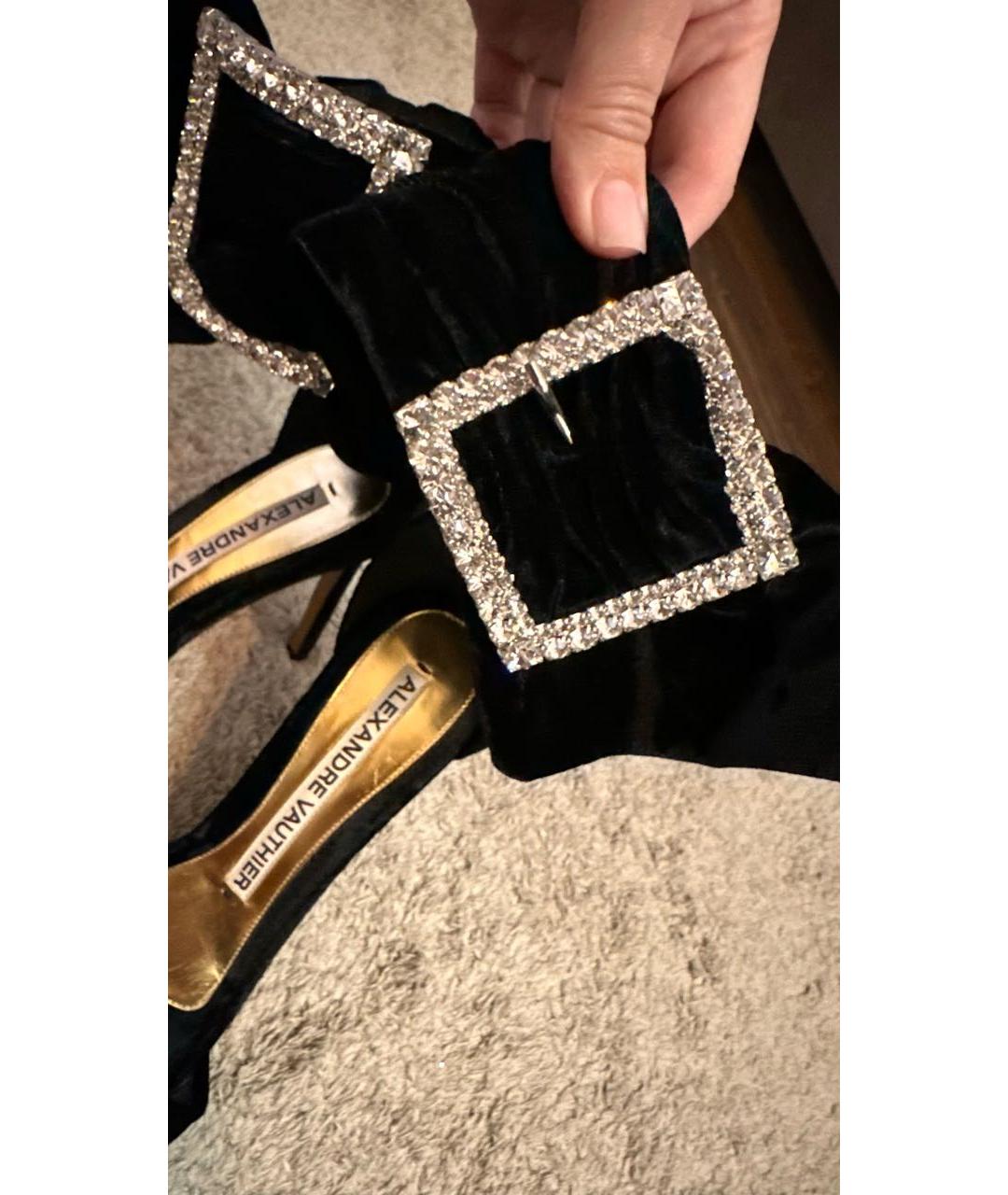 ALEXANDRE VAUTHIER Черные бархатные босоножки, фото 5