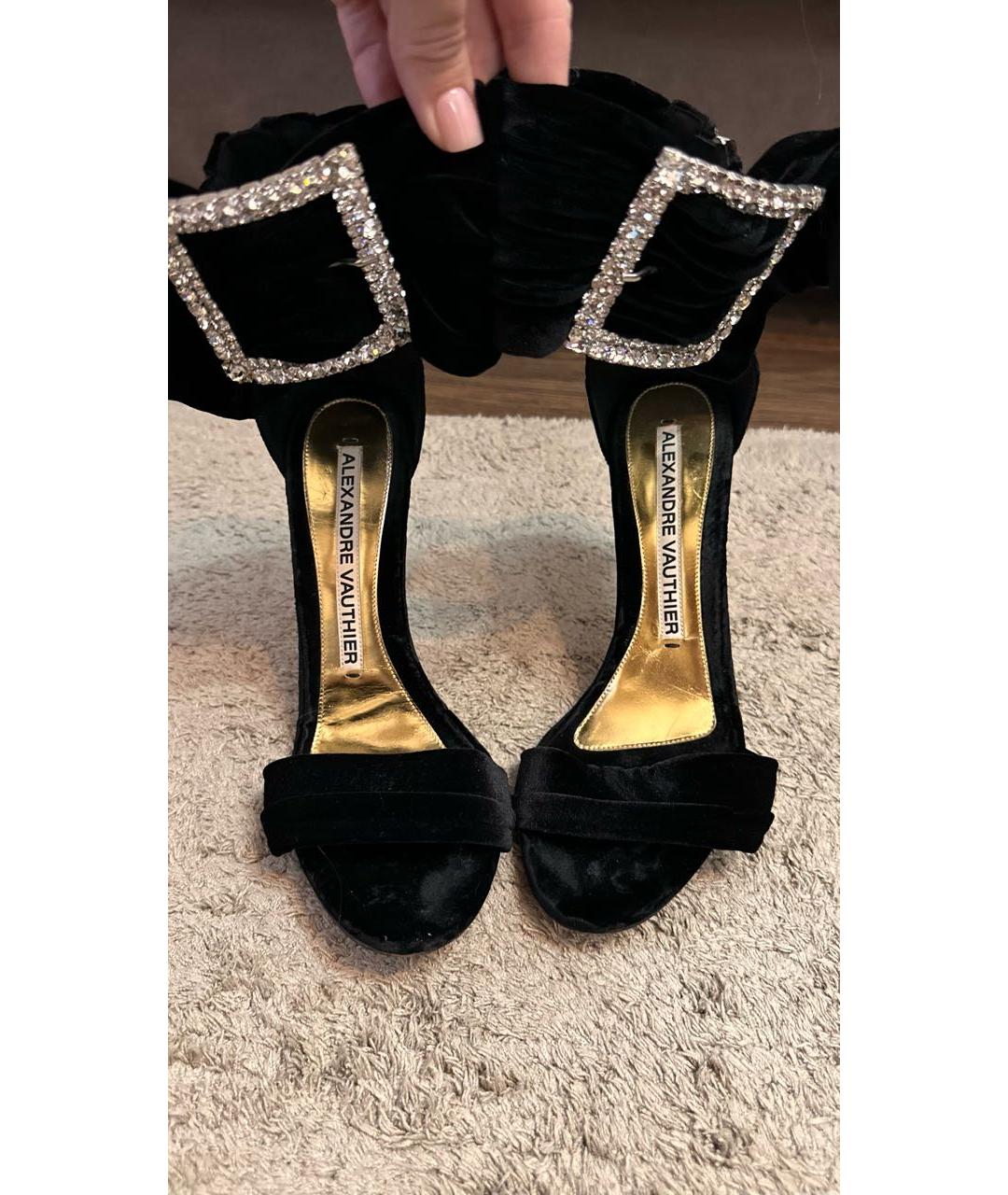 ALEXANDRE VAUTHIER Черные бархатные босоножки, фото 2