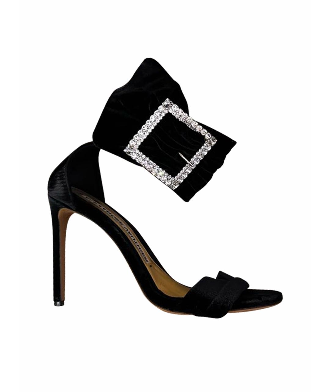 ALEXANDRE VAUTHIER Черные бархатные босоножки, фото 1