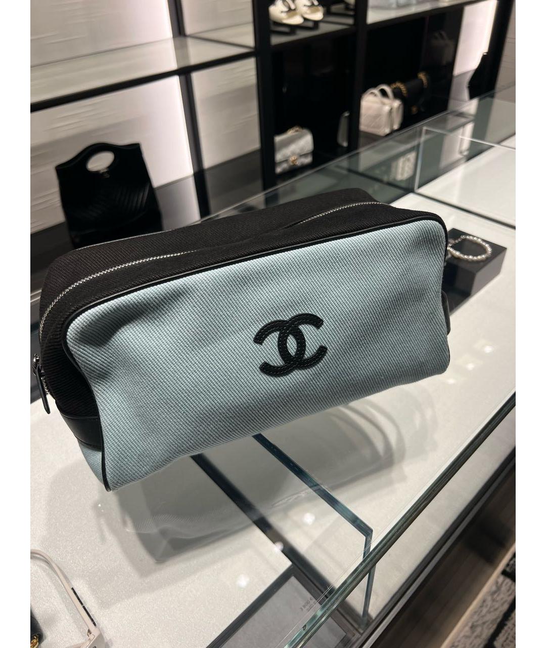 CHANEL Голубая деним косметичка, фото 4