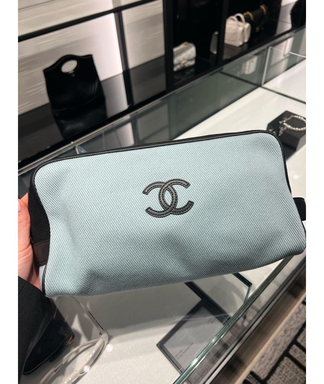 CHANEL Голубая деним косметичка, фото 3