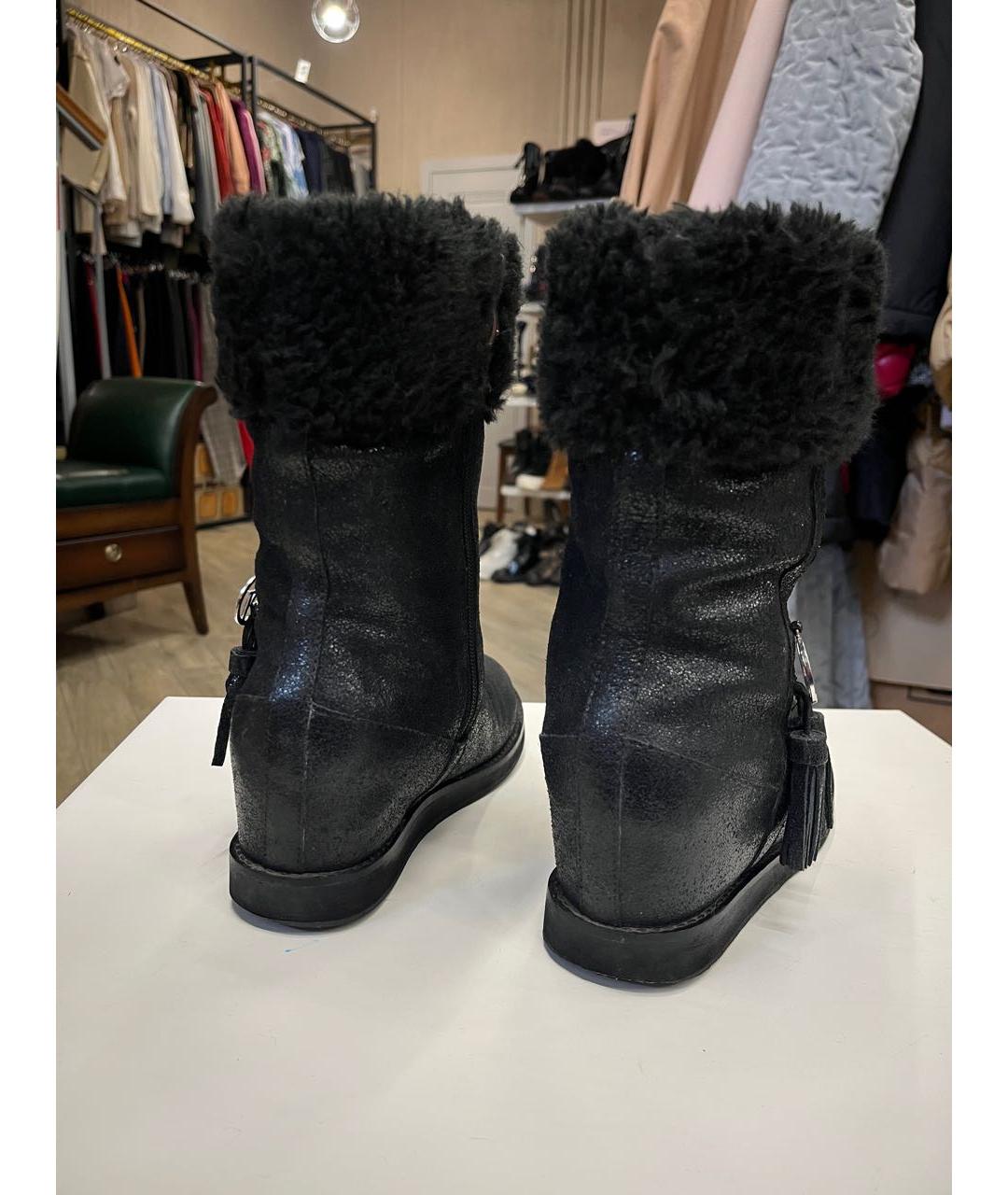 ARMANI JEANS Черные кожаные сапоги, фото 4