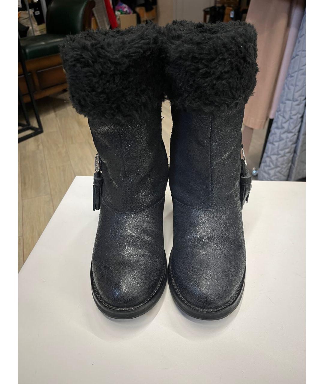 ARMANI JEANS Черные кожаные сапоги, фото 5