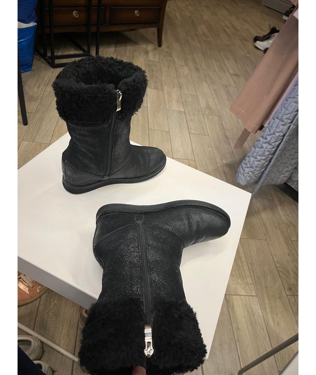 ARMANI JEANS Черные кожаные сапоги, фото 3