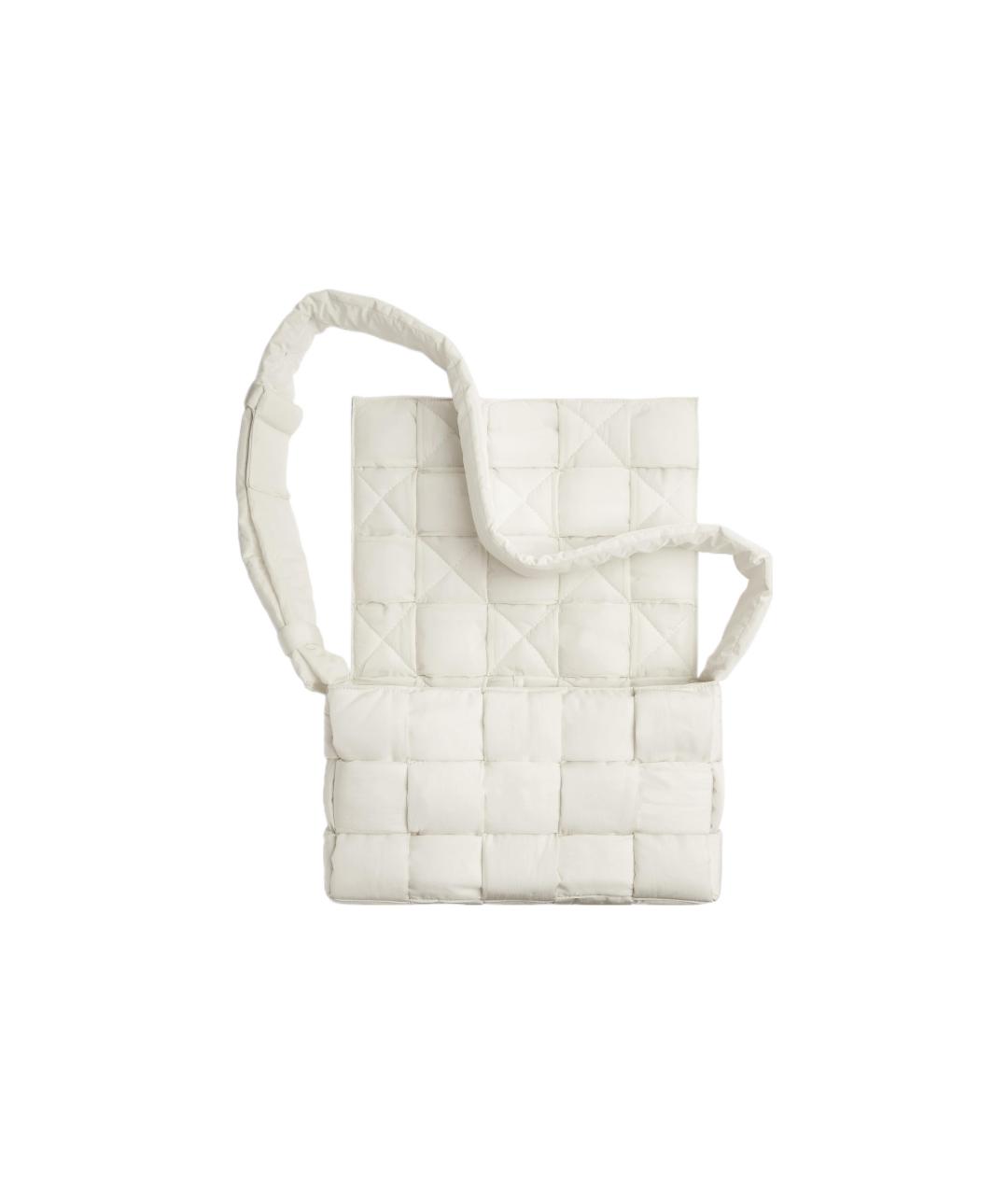 BOTTEGA VENETA Белая тканевая сумка на плечо, фото 4