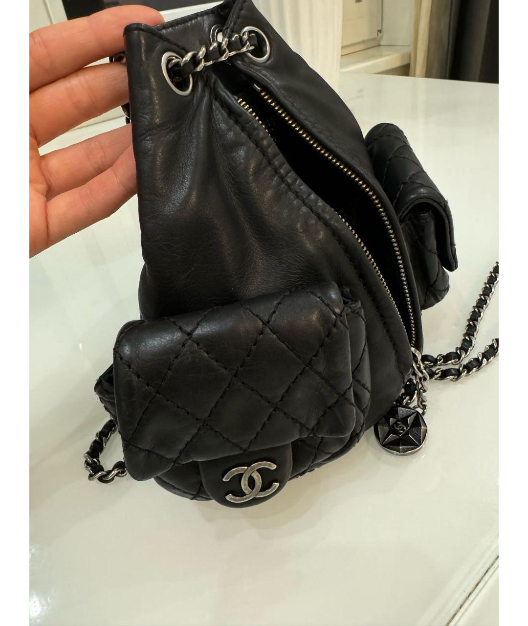 CHANEL Черный кожаный рюкзак, фото 6
