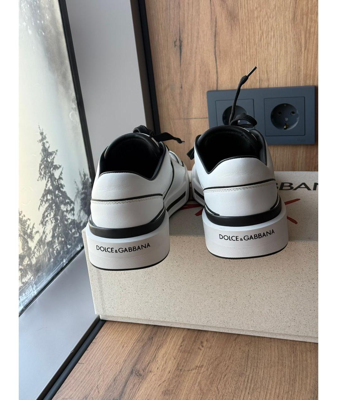 DOLCE&GABBANA Белые кожаные кеды, фото 3
