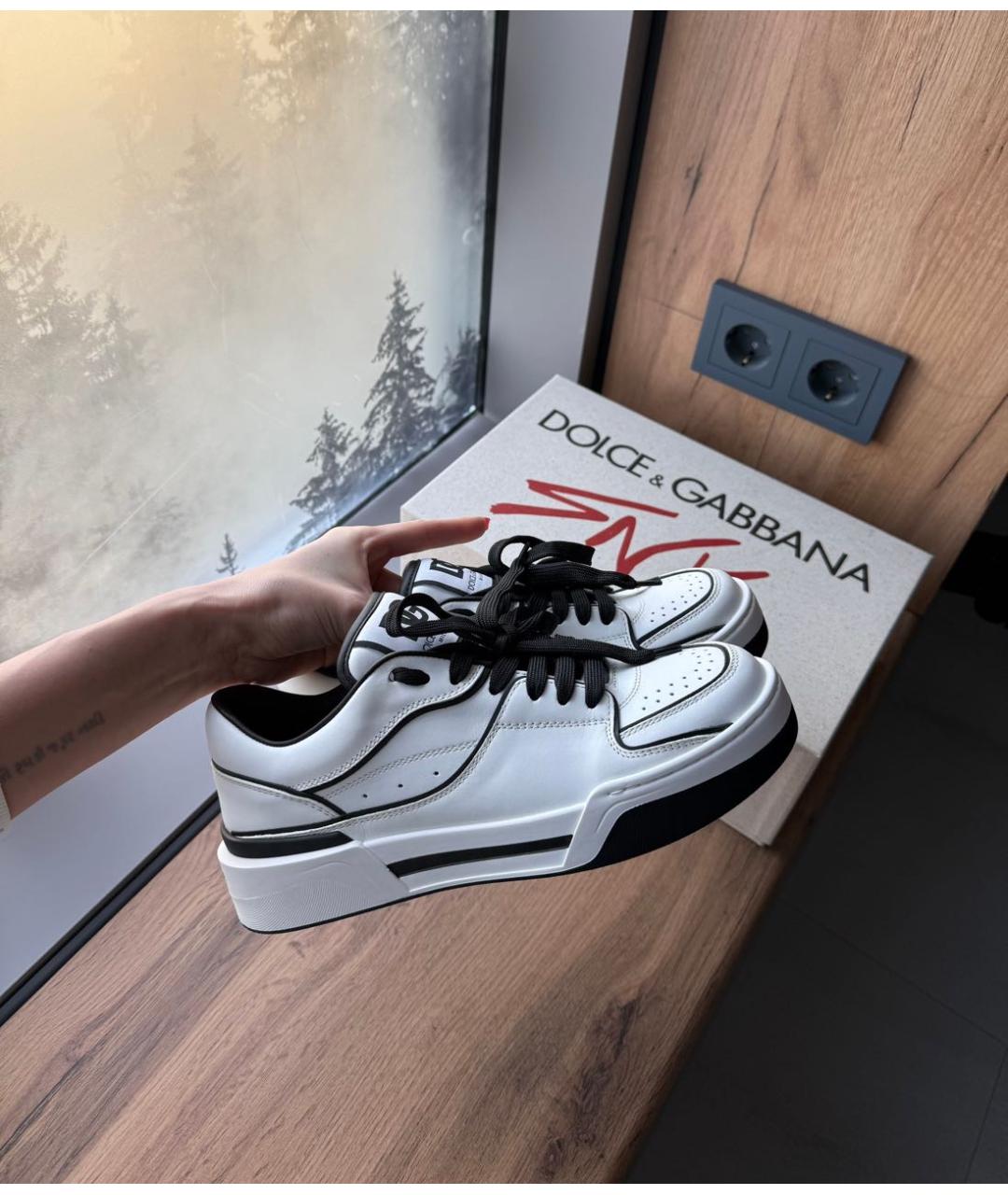 DOLCE&GABBANA Белые кожаные кеды, фото 2