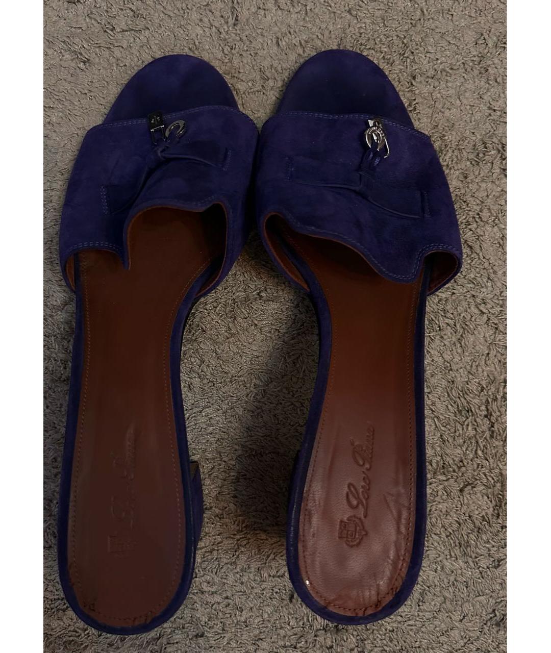 LORO PIANA Фиолетовые замшевые сабо, фото 3