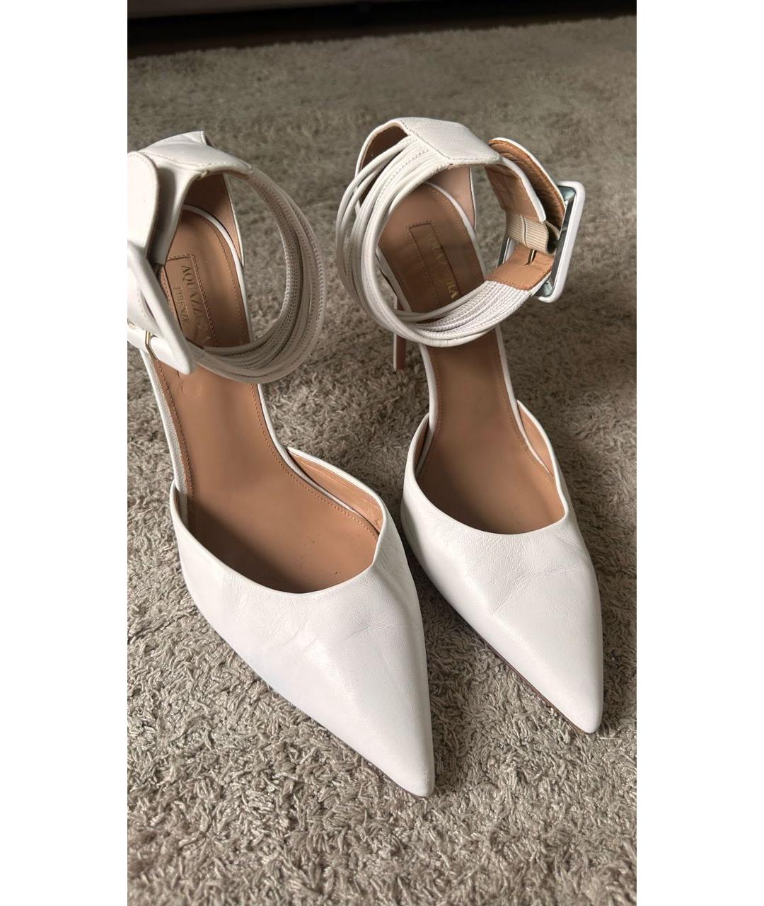 AQUAZZURA Белые кожаные босоножки, фото 2