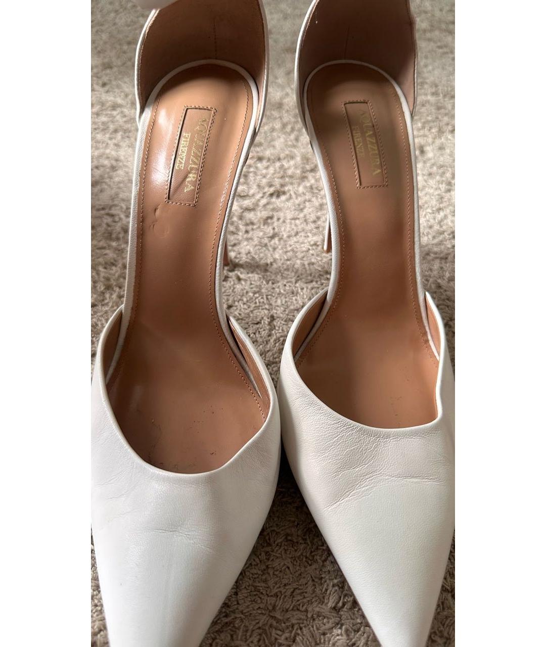 AQUAZZURA Белые кожаные босоножки, фото 6